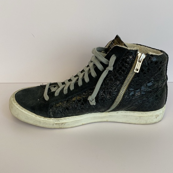 P448 Black High-Top Sneakers with White Soles - Picture 8 of 12